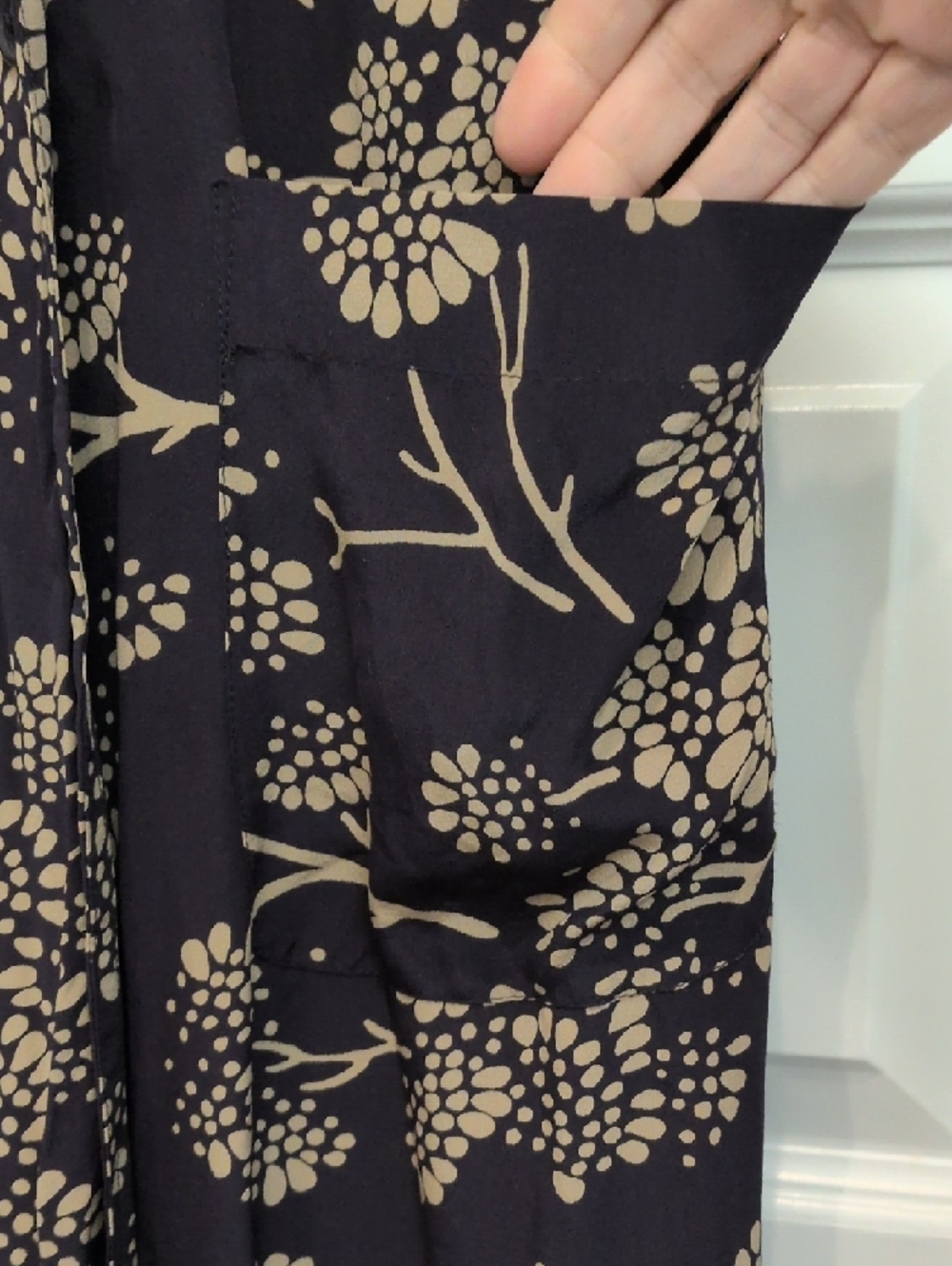Maeve Silk Navy Gingko Print Wrap Dress - Picture 7 of 12